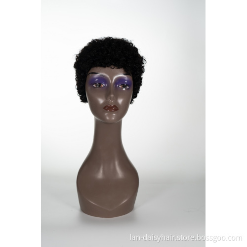 Fast Shipping 100% Brazilian Remy Human Hair Machine Made Wig for Black Women Jerry Curly  Short Wave